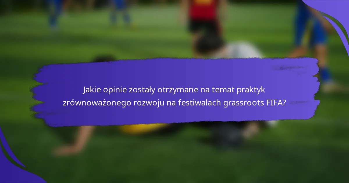 Jakie opinie zostały otrzymane na temat praktyk zrównoważonego rozwoju na festiwalach grassroots FIFA?
